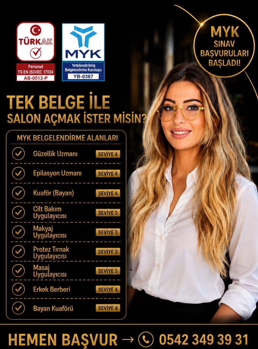 MYK sınav başvuruları ve mesleki yeterlilik alanları